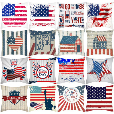 Independence Day Pillow Cover American Flag Statue of Liberty Living Room Backrest Pillow Bedside Nap Cushion Cover