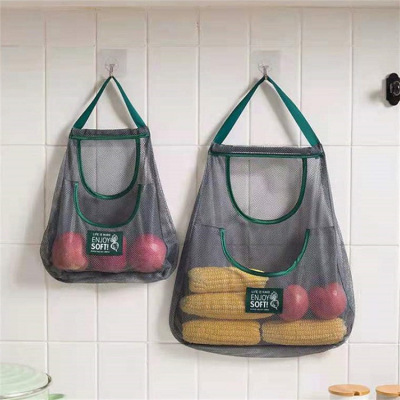 Portable Portable Hollow-out Breathable Big Ginger Garlic Head Hanging Bag Storage Bag Hanging Kitchen Vegetable Hanging Bag Fruit and Vegetable Storage Mesh Bag