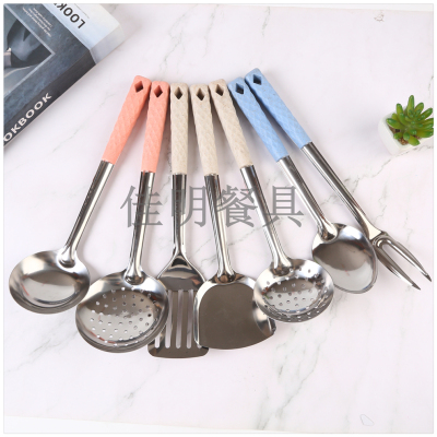 Anti-Scald Handle Stainless Steel Spatula Soup Spoon and Strainer Spatula Kitchenware Set Kitchen Non-Stick Pan Household Spatula