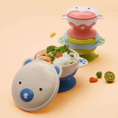 Cartoon Snack Catcher Set Baby Food Bowl Sucker Bottom Baby Dedicated Bowl Tableware Outdoor Bowl Set