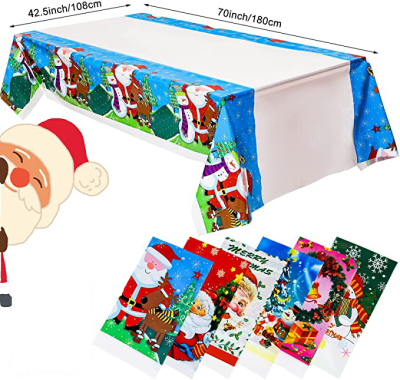 Spot Christmas Series Printed Pattern 108180cm Disposable Rectangular PE Environmental Protection Material Table Cloth