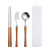 A Children's Tableware Ins Style Creative Gift Wood Grain Spoon Fork Chopsticks Student Portable Tableware Set
