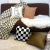 Nordic Lamb Wool Ins Embroidered Face Pillow Chessboard Plaid Light Luxury Velvet Retro Sofa Waist Cushion Cover