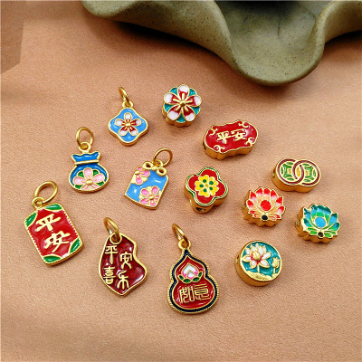 New Alluvial Gold Pendant Draw Copper-Plated Gold DIY Handmade Ornament Beaded Necklace Accessories Factory Direct Sales