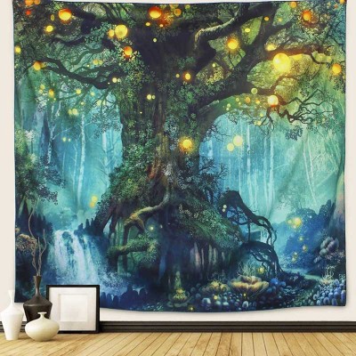 Nordic Ins Amazon Hot Sale Art Wall Lucky Tree Natural Tree Tapestry Background Fabric Picture Maker