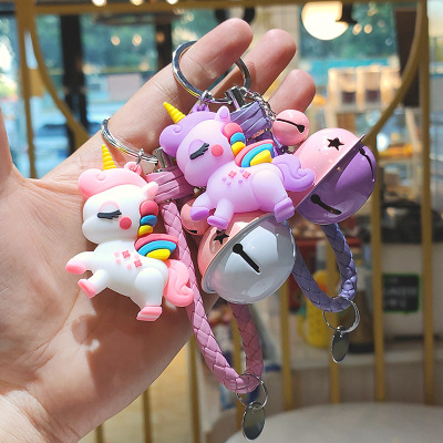 Cute Cartoon Female Couple Unicorn Keychain Bag Doll Pendant Creative Silicone Car Key Chain