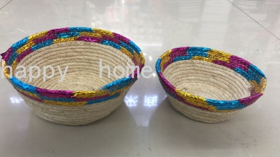 Corn Husk Woven Mini Color Storage Basket New Small Storage Basket Toy Sundries Cosmetics Storage Basket Wholesale