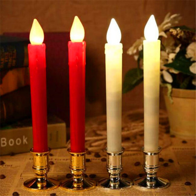 Led Long Brush Holder Candle Christmas Simulation Tears Electric Candle Lamp Long Candle Lamp Furniture Wedding Celebration Decoration Small Night Lamp