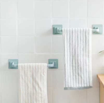 Punch-Free Towel Rack Bathroom Towel Rod Storage Rack Organizing Plastic Hook Rack Kitchen Rag Rack