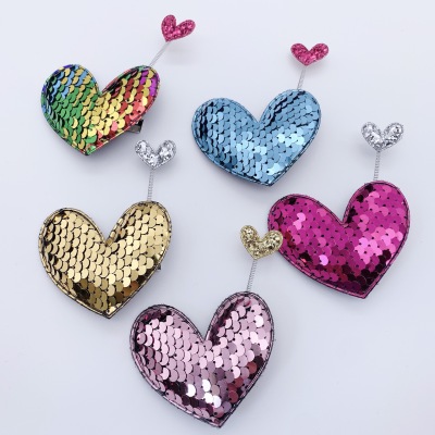 Three-Dimensional Spring Korean Big Sequins Children's Love Three-Dimensional Decoration Spring Shaking Shiny Girls Hair Accessories Barrettes