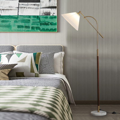 Floor Lamp American Vintage Pleated Nordic Light Luxury Bedroom Bedside Lamp Chinese Creative Floor Lamp