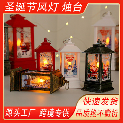 Exclusive for Cross-Border Christmas Luminous Gift Gift Storm Lantern Candlestick Lamp Elderly Snowman Small Night Lamp Decorative Ornaments