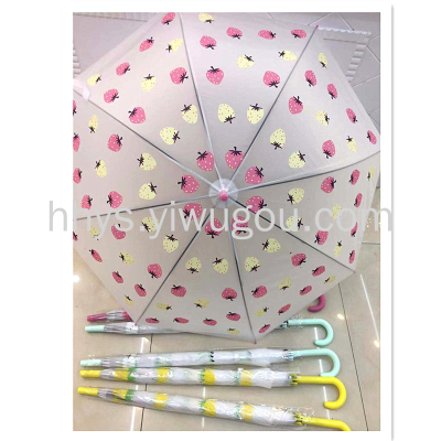 55cmeva Frosted Floral Umbrella Fruit Eva Transparent Umbrella Frosted Couple Plastic Advertising Umbrella Logo