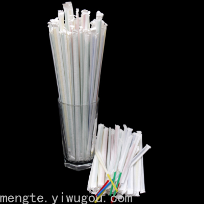 Disposable Straws 6mm * 19.7cm White Sucker Paper Single Packing 400pcs Factory in Stock Supply White Tube
