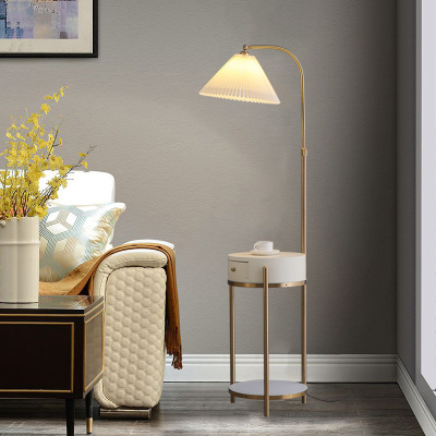 Nordic Sofa and Tea Table Floor Lamp Shelf Design Sense Living Room Bedroom Bedside Table Integrated Simple Modern Table Lamp