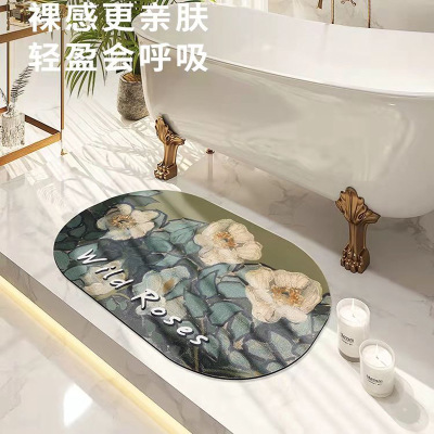 INS Flower Tiger Year Fashion Diatom Ooze Floor Mat Entrance Toilet Door Water-Absorbing Quick-Drying Mat Anti-Silp Mat of Bathtub