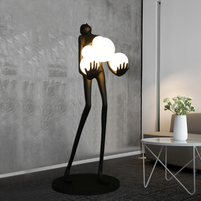 One Piece Dropshipping Modern Humanoid Art Sculpture Ball Falling Floor Lamp Hotel Exhibition Hall Creative Human Body Decoration Sitting Floor Lamp