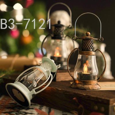 Christmas Retro Light-Emitting Small Wind Lamp Electronic Candle Small Horse Lamp Decoration Halloween Oil Lamp Scene Layout Decoration