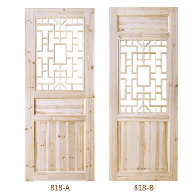 Fir Glass Door Custom New Chinese Antique Window Log Barn Solid Wood Door Fir Wooden Door Hollow out Inner Door