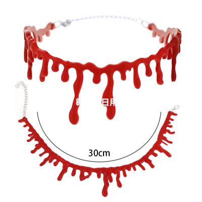 Halloween Simulation Blood Necklace Masquerade Bleeding Necklace Bracelet Blood Color Necklace Realistic Red Blood Drop