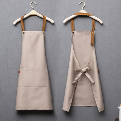 Advertising Apron Workwear Nylon Waterproof Home Kitchen Waiter Solid Color Simple Halter Work Apron Printed Logo