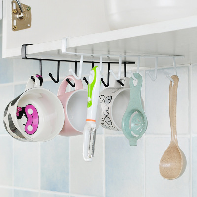 Iron Cabinet Seamless Hook Six-Piece Storage Rack More than Row Hook Wardrobe Kitchen Punch-Free Seamless Hook