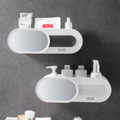 S81-5311 Innovative Wowei Punch-Free Wall-Mounted Storage Rack with Mirror Bathroom Multi-Functional Storage Rack