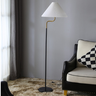 Nordic Retro New Chinese Pleated Floor Lamp Ins Style Living Room Bedroom Minimalist American Light Luxury Bedside Lamp