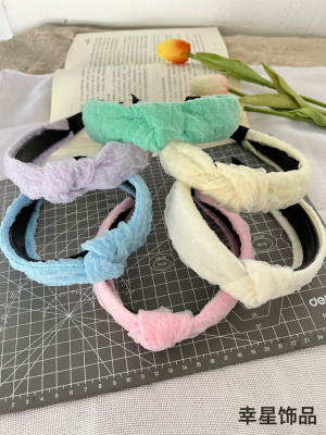 Early Spring New Candy Color Pleated Knotted Hair Hoop Simple All-Match Solid Color Sponge Headband Ins New Hair Pin Headdress