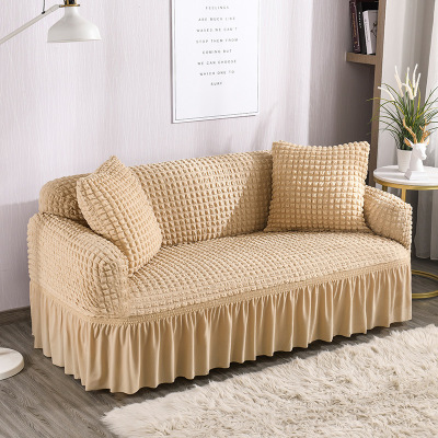 Modern Autumn and Winter Fabric Double Sofa Cover All-Inclusive Seersucker Lace Thick Universal Elastic Sofa Slipcover