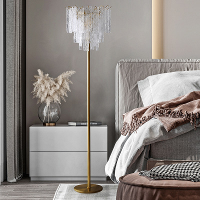 Light Luxury Fall Floor Lamp Minimalist Nordic Post-Modern Crystal Glass Living Room Sofa Edge Bedroom Bedside Vertical Floor Lamp