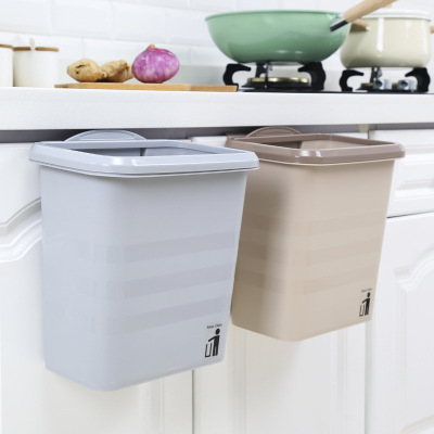 W15-2279 Wet and Dry Classification Garbage Can for Life Kitchen Wall Hanging Rectangular Garbage Household Double-Layer Baffle Storage