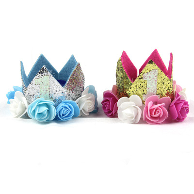 Birthday Hat Children's Theme Creative Digital Baby Party Supplies Decoration Shiny Flower Crown Hat