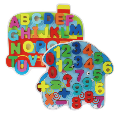 New Cartoon Digital Alphabet Puzzle Children Educational Building Blocks Hand Grip Puzzle Early Education Wooden Toys Wholesale