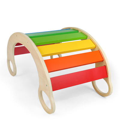 Multifunctional Rainbow Rocking Chair Wooden Children's Wood Surf Balance Board Climbing Interactive Early Childhood Education Educational Toys