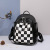 Women's Soft Leather Backpack New Fashionable Casual Small Travel Backpack Fashionable Chessboard Plaid Shoulder Bag