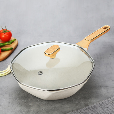 Household Wok Medical Stone Octagonal Pan Non-Stick Pan Induction Cooker Applicable to Gas Stove Pot Braising Frying Pan Generation