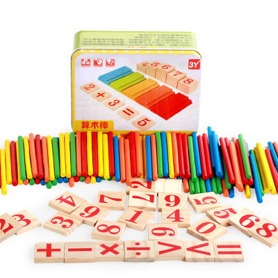 Elementary School Teaching Aids Wooden Sticks 100 Arithmetic and Digital Sticks Abacus Toy Counting Sticks First Grade Learning Tools Mathematics Thin Stick