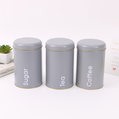 Coffee Tea Sugar Moisture-Proof Sealed Storage Jar Tinplate Material Kitchen Storage Jar Factory Spot Direct Sales