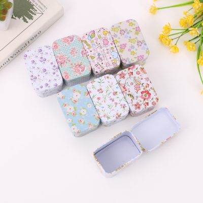 Colorful Printing Pattern Square Tinplate Packing Box Flip Gift Box Cosmetic Card Necking Iron Box