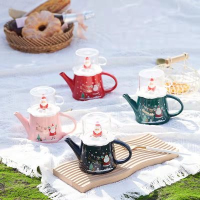 Christmas Creative Water Bottle Glass Gift Set Heat Resistant and High Temperature Resistant Scented Teapot Household Tea Maker Kombucha