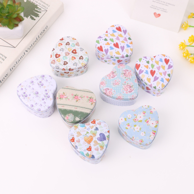 Heart-Shaped Wedding Candies Box Iron Box Tinplate Stretch Heart-Shaped Candy Packaging Box Aromatherapy Jar Candle Gift Packaging Box