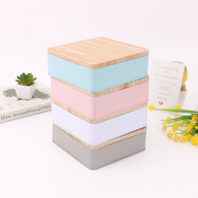 Factory Direct Sales Square Flat Tea Pot Fresh Color Matching Travel Portable Tinplate Material Tea Package Box