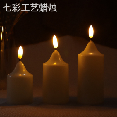 3D Bullet Pointed round Head Simulation Flame Lamp Wick Led Plastic Electronic Candle Cylindrical Assembly Imitation Paraffin Casting