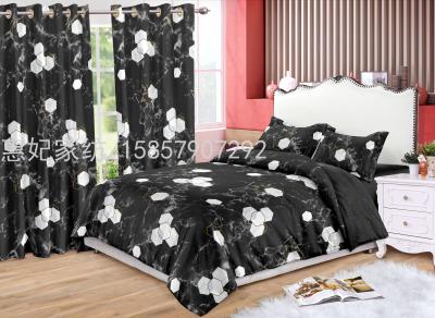 Wholesale Foreign Trade Cross-Border Curtain Four-Piece Set Amazon Curtain Set Digital Printing Bedding Customization