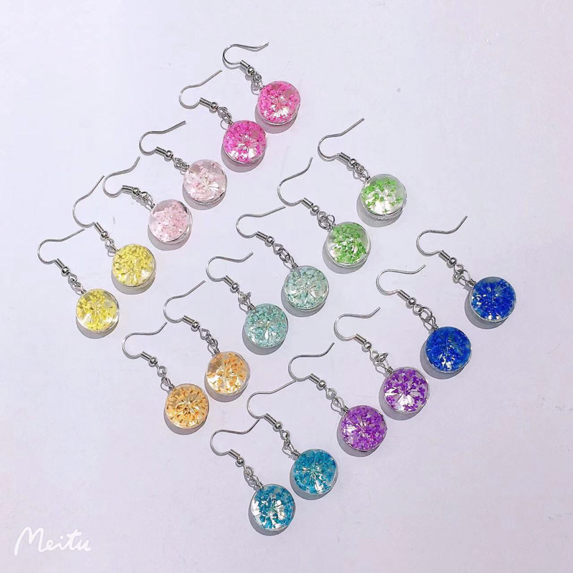 欧美复古百搭流苏耳环满天星干花永生花耳钉耳坠文艺小清新小饰品