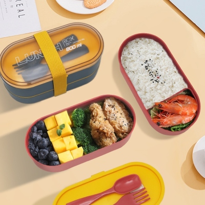 N10-N923-3 Carry Lunch Box Tableware Microwave Oven Student Double-Layer Sealed Amazon Separated Lunch Box