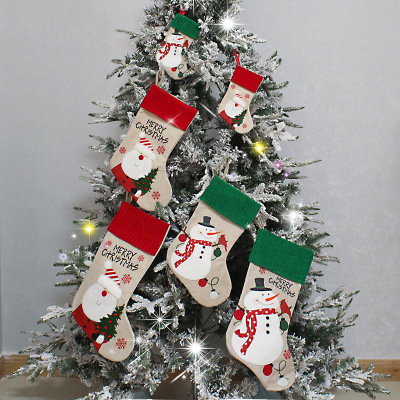 Christmas Candy Socks Christmas Tree Pendant Elderly Snowman Gift Bag Christmas Stockings Sub-Decorations Christmas Stockings Wholesale