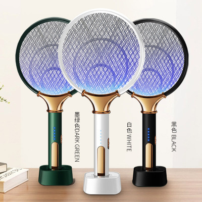 Wholesale Generation Electric Shock Mosquito Swatter Home Standing Base USB Charging Outdoor Mute Mosquito Killer Battery Racket Export Supply