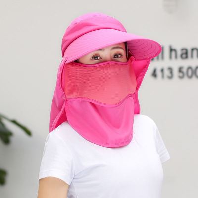 2020 Korean Fashion Women's Summer All-Match Face-Covering Hat Sun Protection Neck Protection Mask Hat Outdoor Beach Sun Hat for Travel